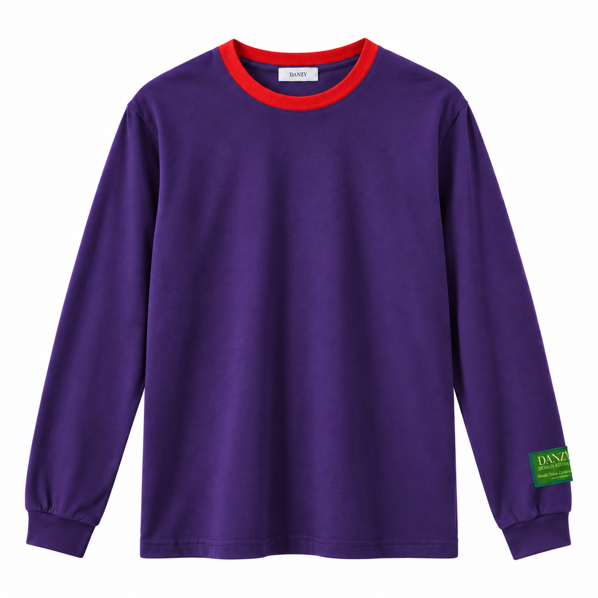 Longsleeve Loose Fit Ringer T-Shirt (Purple/Red)