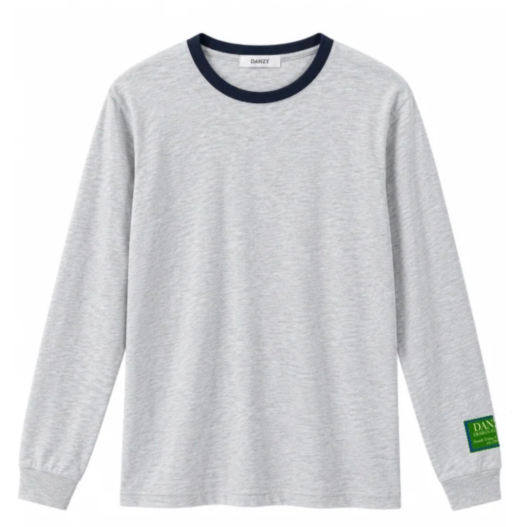 Longsleeve Loose Fit Ringer Tee (Grey/Navy)