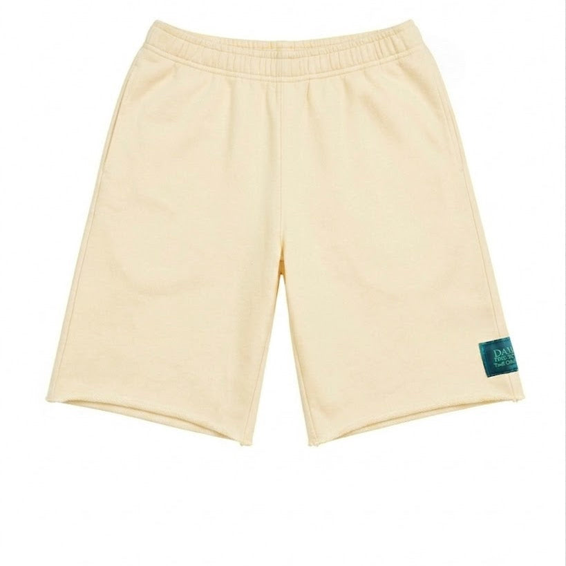  butter yellow danzy  bermuda fleece sweatshorts with elastic waistband