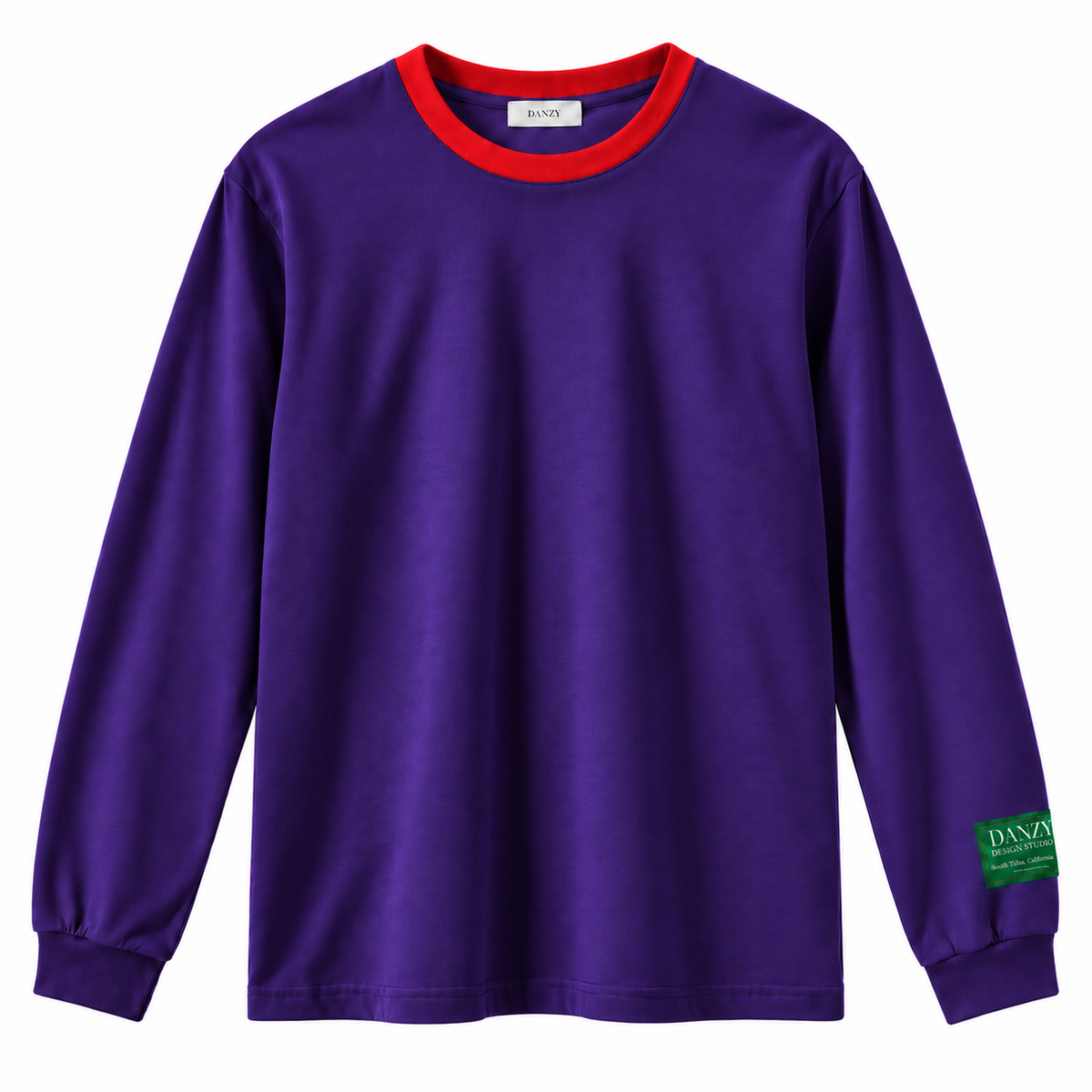 Longsleeve Loose Fit Ringer T-Shirt (Purple/Red)