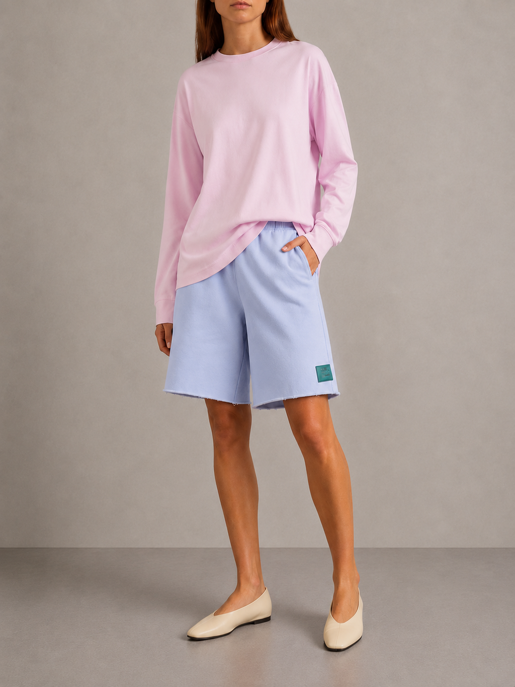 Danzy Relaxed Cotton Sweatshorts (Powder Blue)