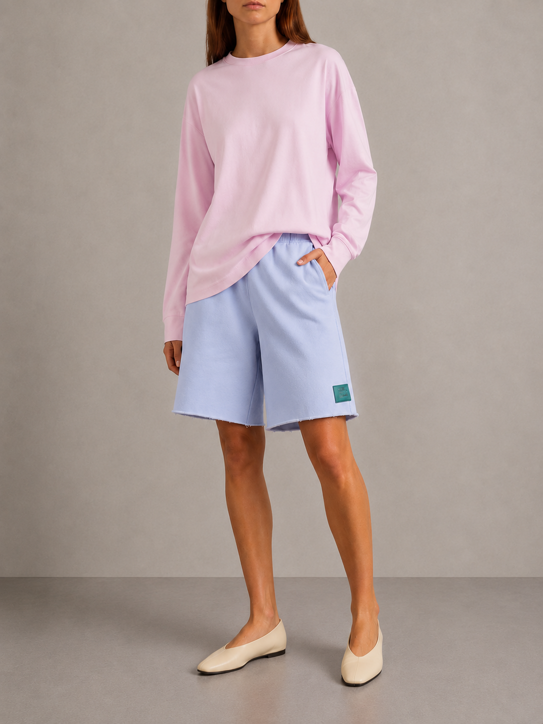 Danzy Relaxed Cotton Sweatshorts (Powder Blue)