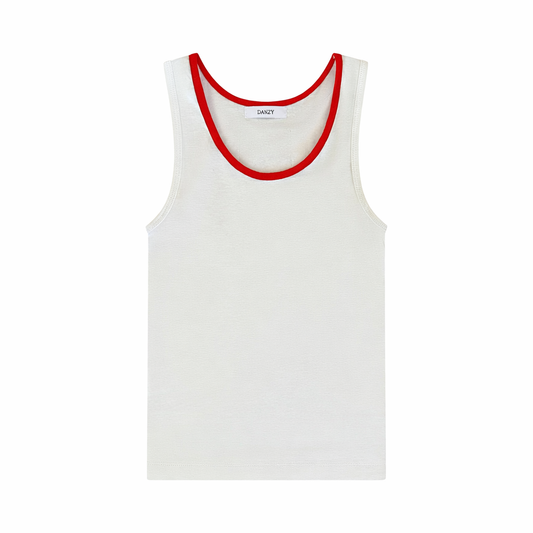 Danzy Ringer Tank(White/Red)