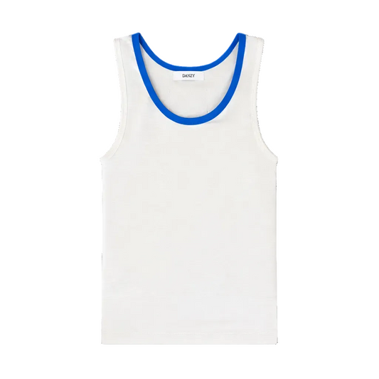 Danzy Ringer Tank (White/Cobalt Blue