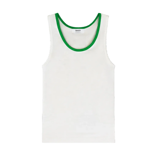 Danzy Ringer Tank (White/Kelly Green)