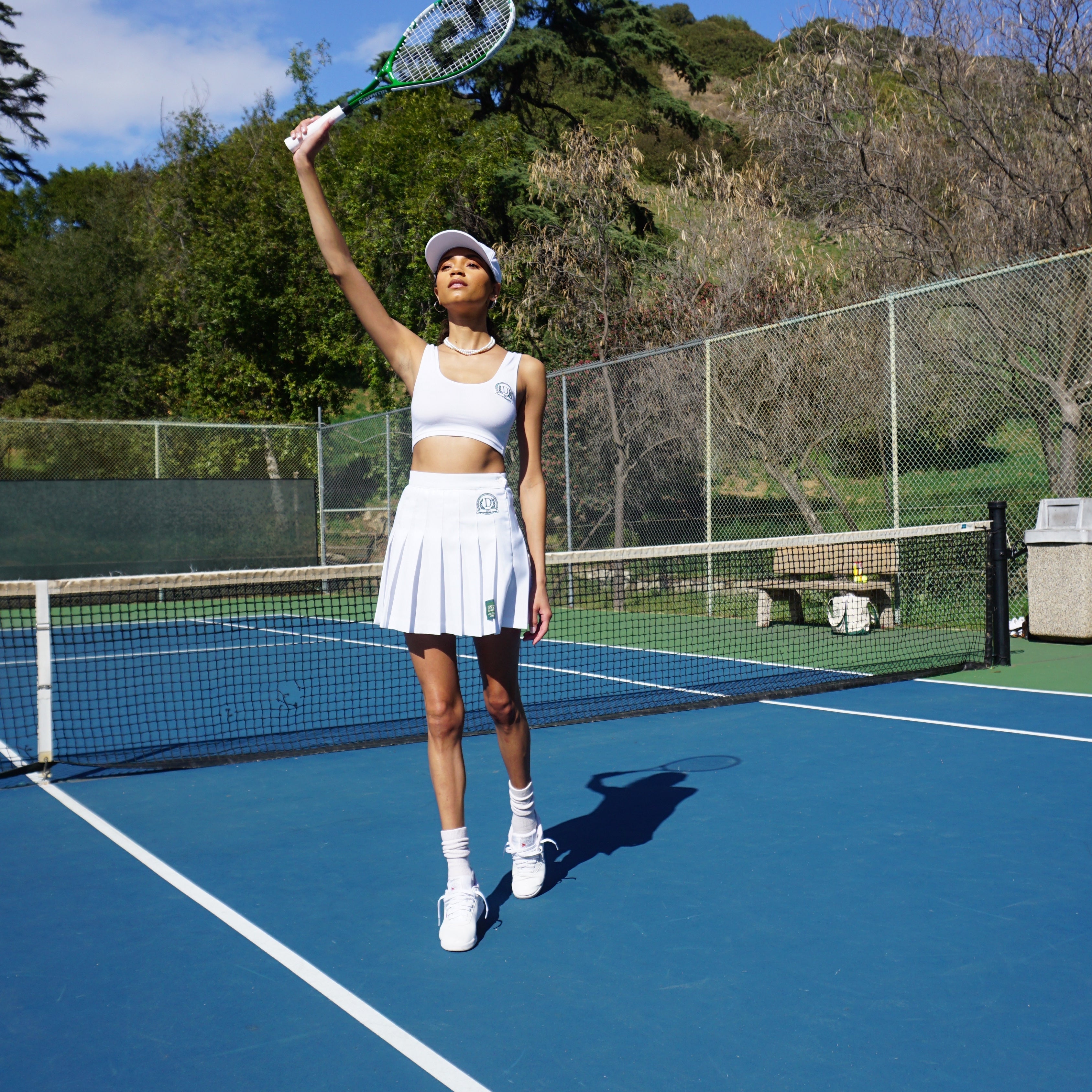 Danzy Tennis Club Skirt (White/Navy/Green)