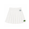 Danzy Tennis Club Skirt - White Pleated A-Line Athletic Skirt (White/Navy/Green)