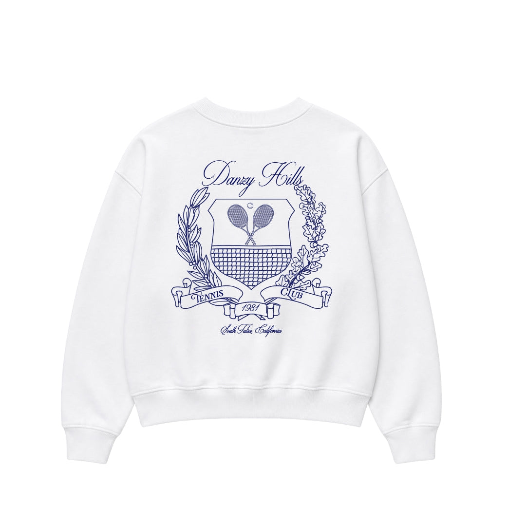 Danzy Tennis Club Cropped L/S Tee (White/Navy)