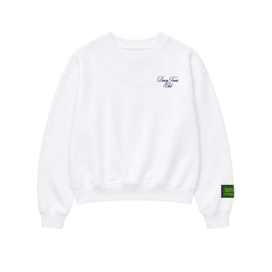 Danzy Tennis Club Cropped L/S Tee (White/Navy)