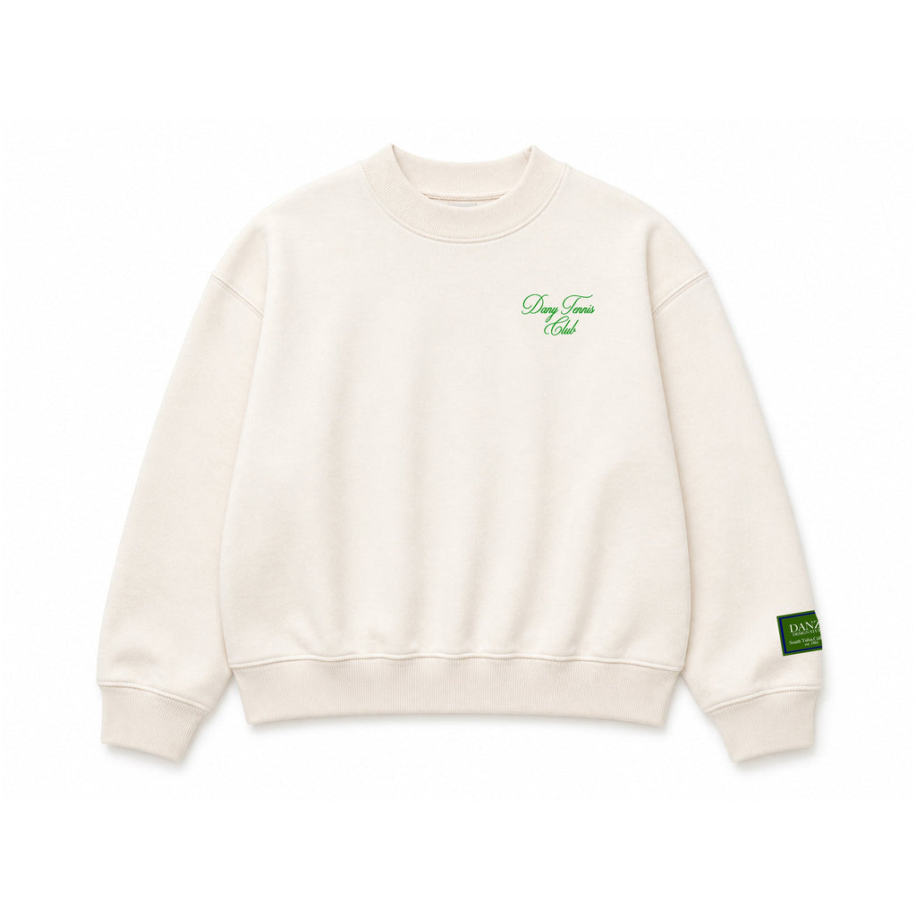 Danzy Tennis Club Cropped L/S Tee (Creme/Kelly Green)
