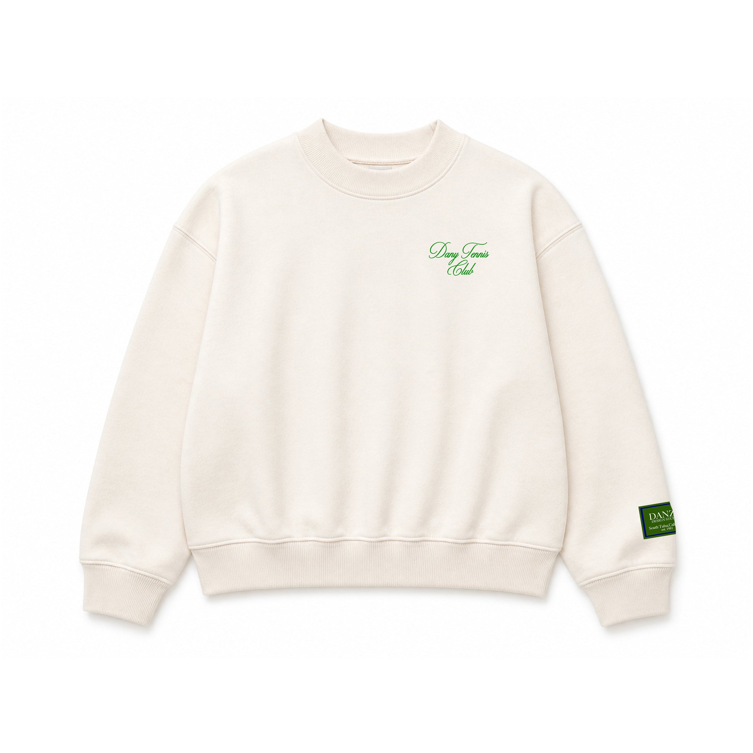 Danzy Tennis Club Cropped L/S Tee (Creme/Kelly Green)