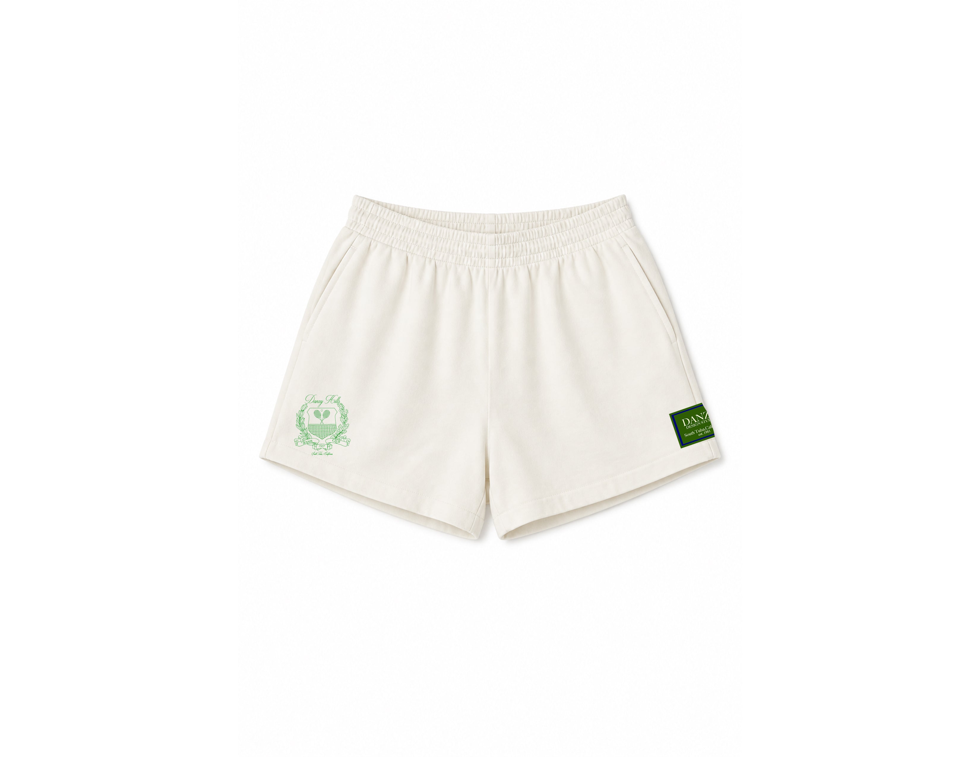 Danzy Tennis Club Shorts (Creme/Kelly Green)