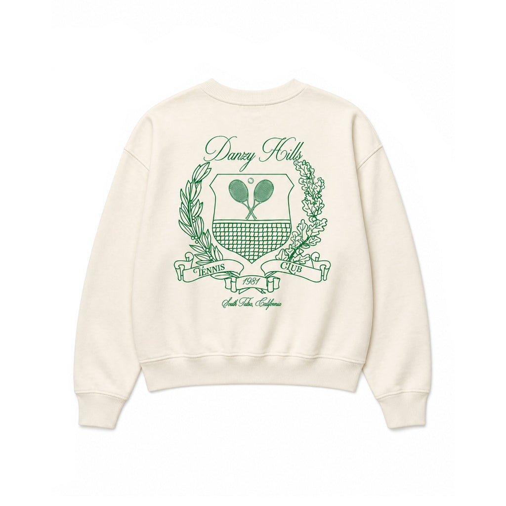 Danzy Tennis Club Cropped L/S Tee (Creme/Kelly Green)