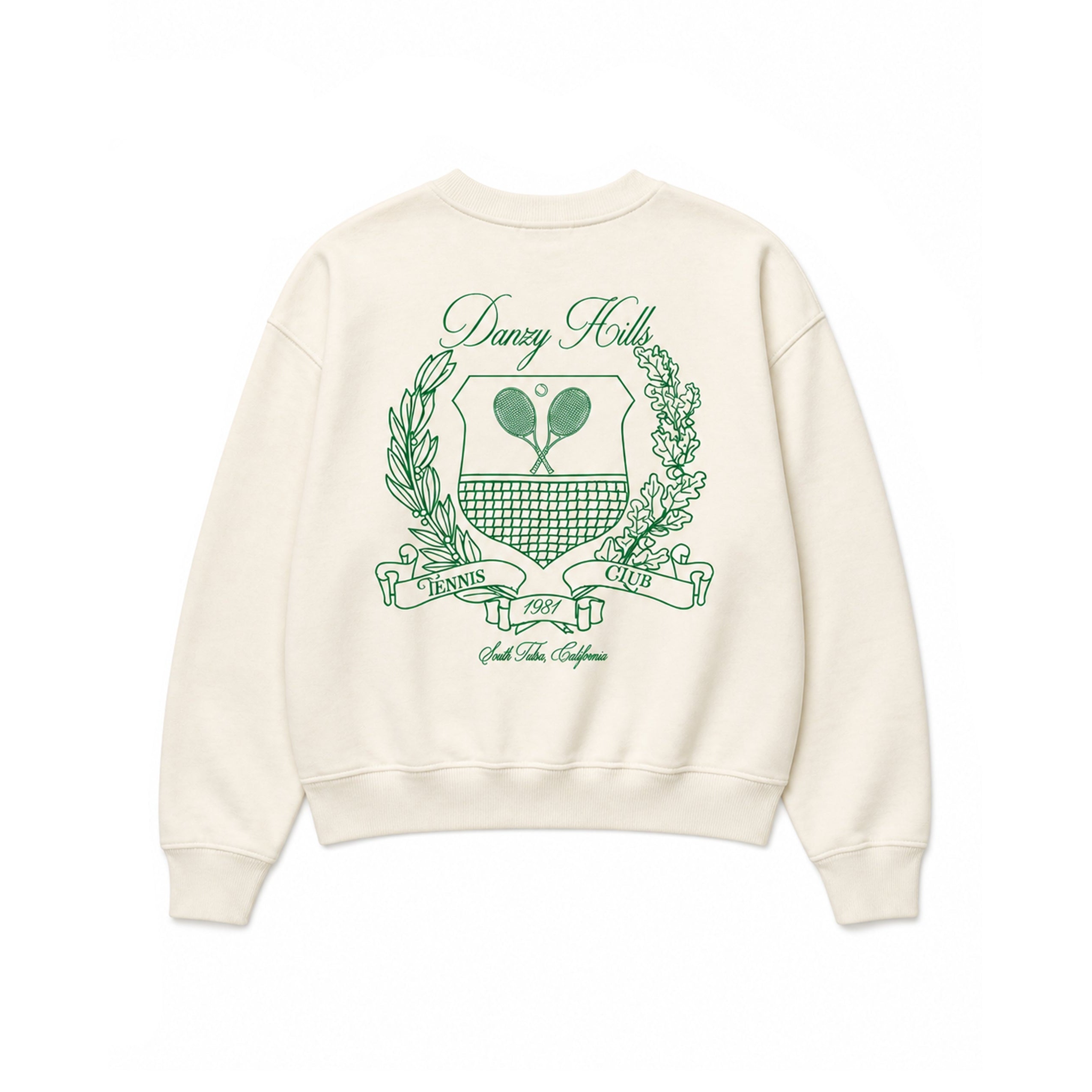 Danzy Tennis Club Cropped L/S Tee (Creme/Kelly Green)