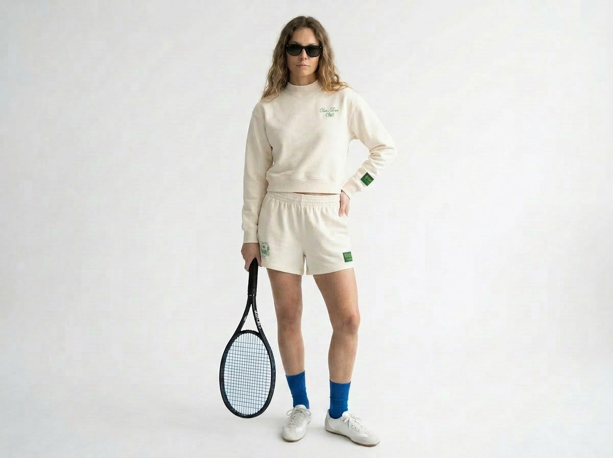 Danzy Tennis Club Shorts (Creme/Kelly Green)