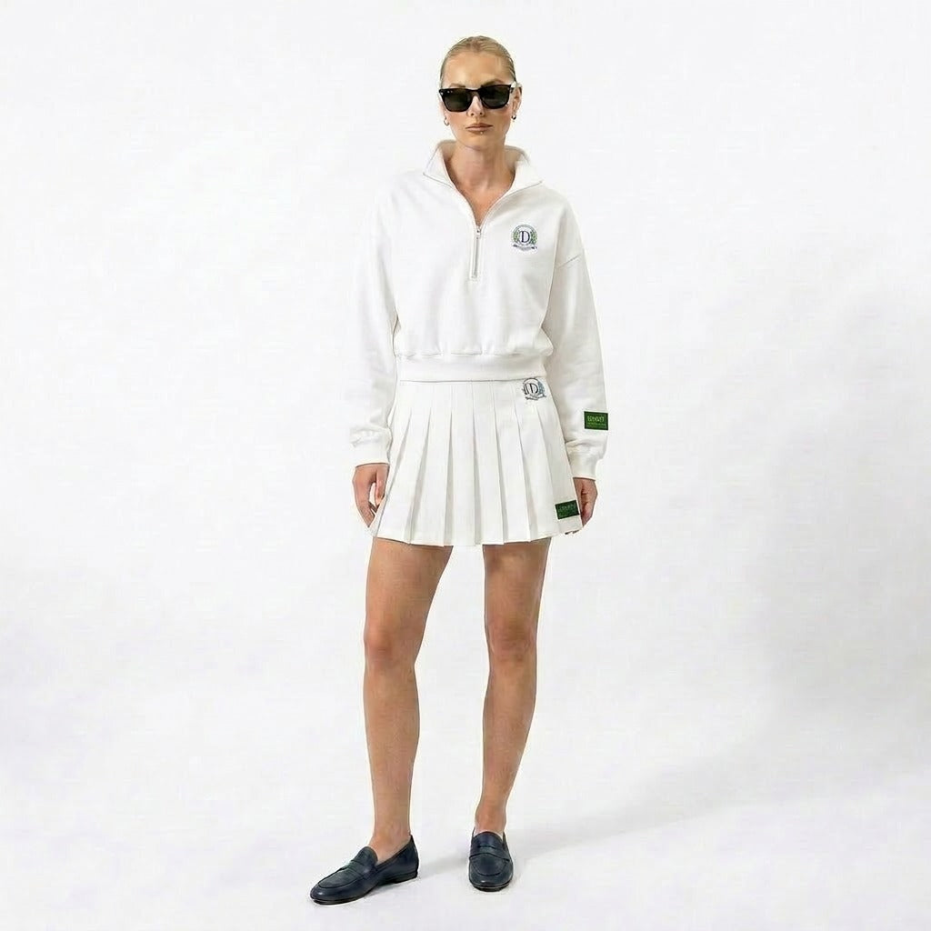 Danzy Tennis Club Quarter Zip (White/Navy/Green)